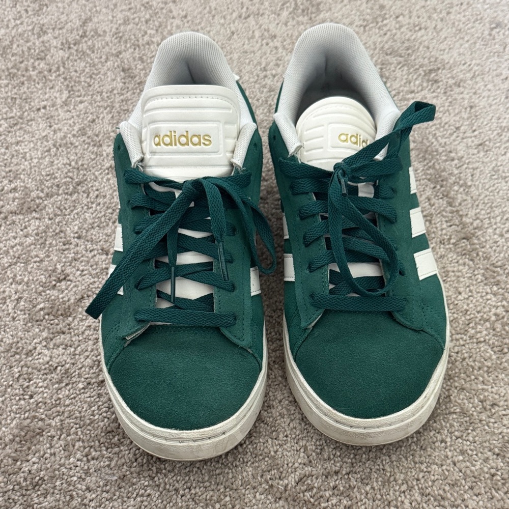 Adidas Forest Green and White Sneakers